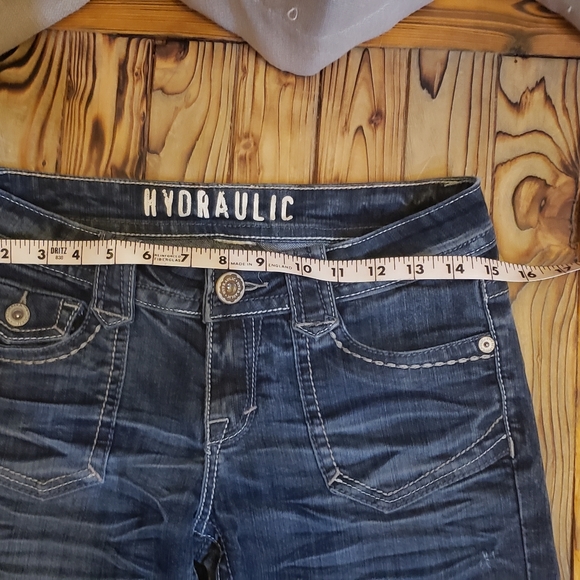 Womens Hydraulic Low Waist Denim Jean Capri Size 7 Dark Wash - Picture 5 of 8